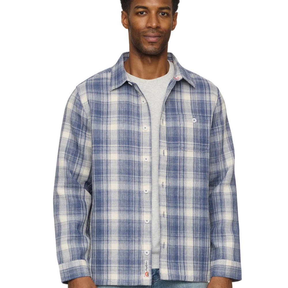 Blakeley Waffle Shirt Jacket - Blue/White